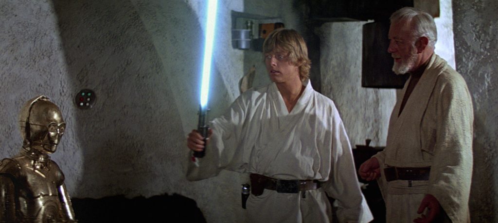Luke Skywalker with his Lightsaber